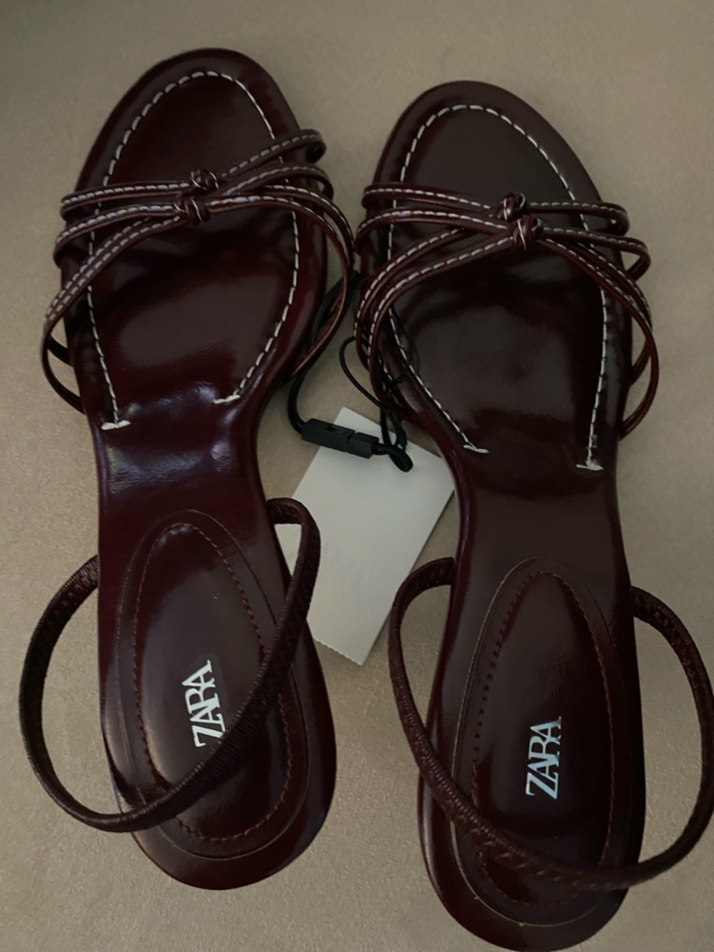 NWT Zara Burgundy Heeled Sandals 7.5/38